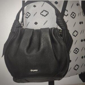 Oryany Selena black leather bucket bag - crossbody top handle satchel - NWT